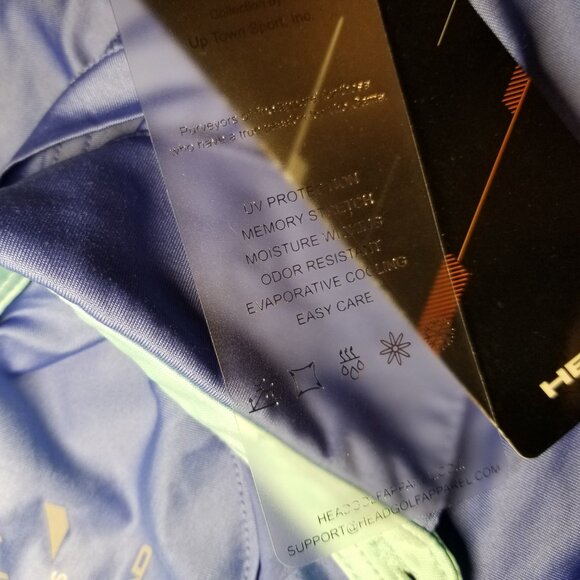 HEAD Polo Shirt Men Small Powder Blue Performance UV Protection Golf NWT - Picture 3 of 6